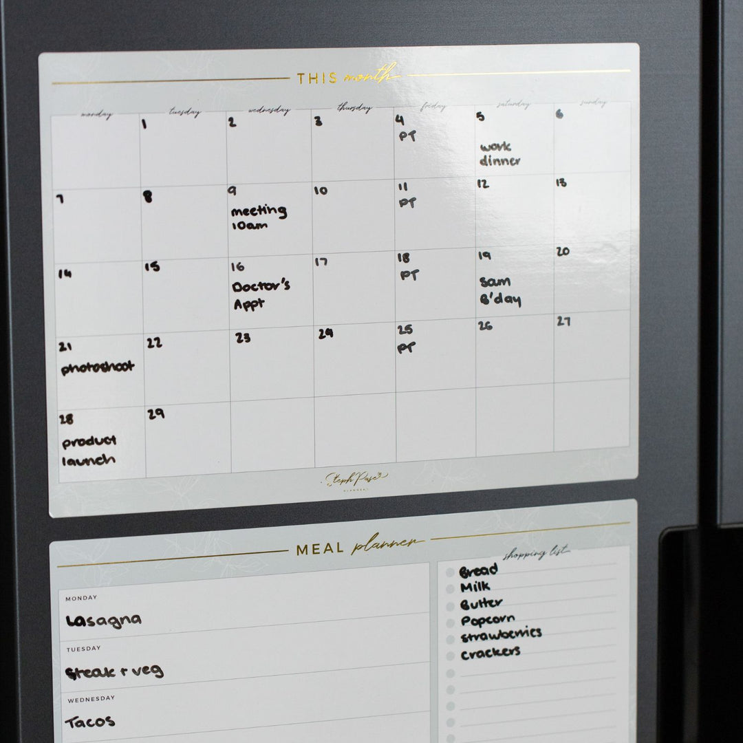Monthly Planner Magnet - Grey