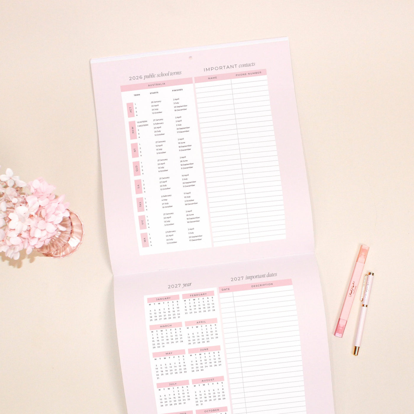 2026 Wall Planner - Blush + Beige