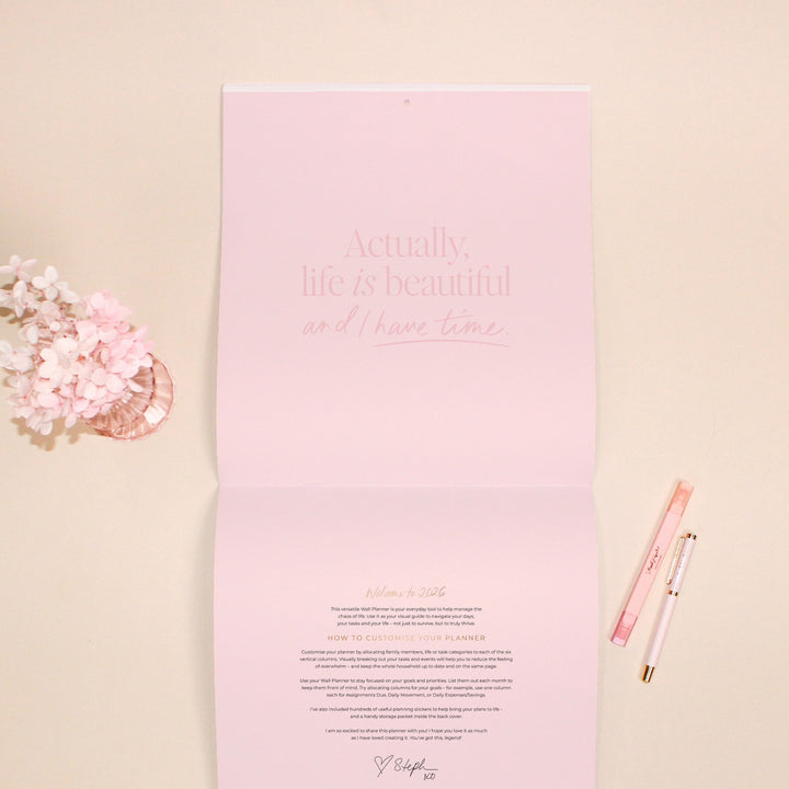 2026 Wall Planner - Blush + Beige