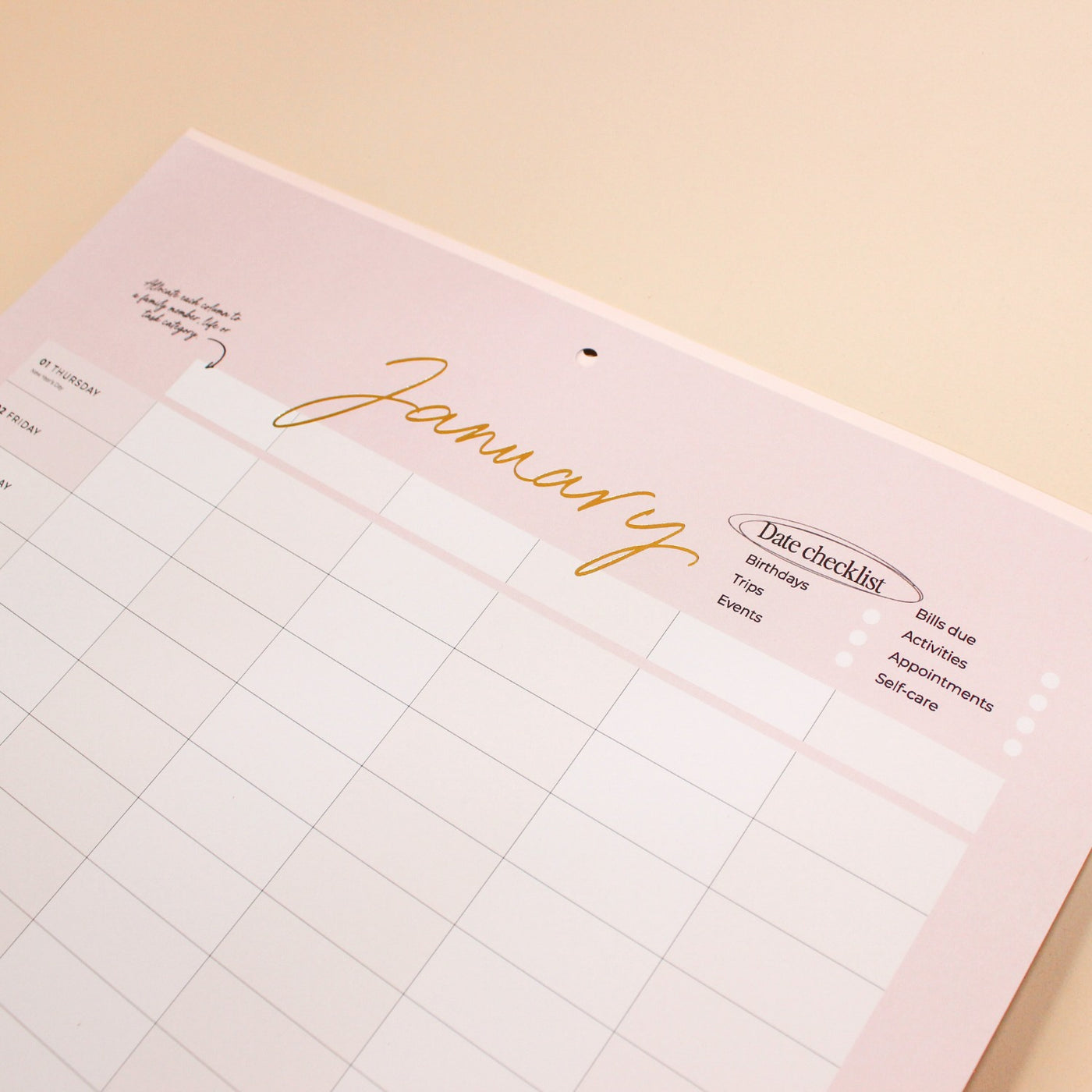 2026 Wall Planner - Blush + Beige