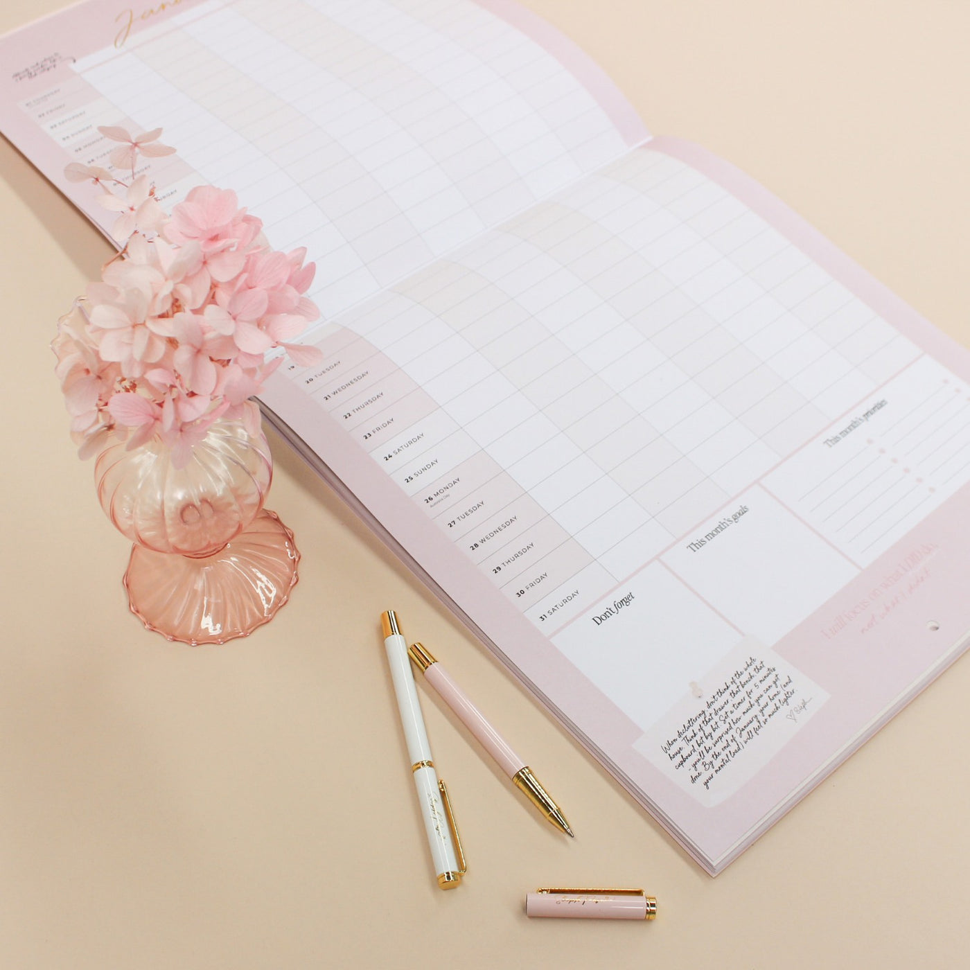 2026 Wall Planner - Blush + Beige
