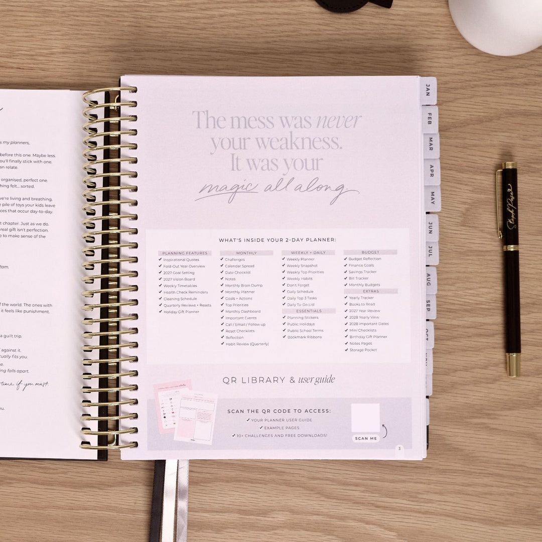 2027 2-Day Planner - Black
