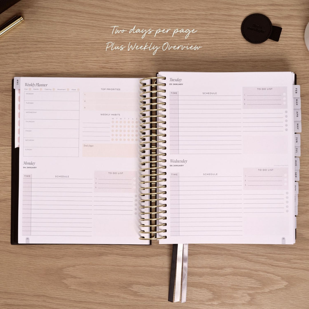 2027 2-Day Planner - Black
