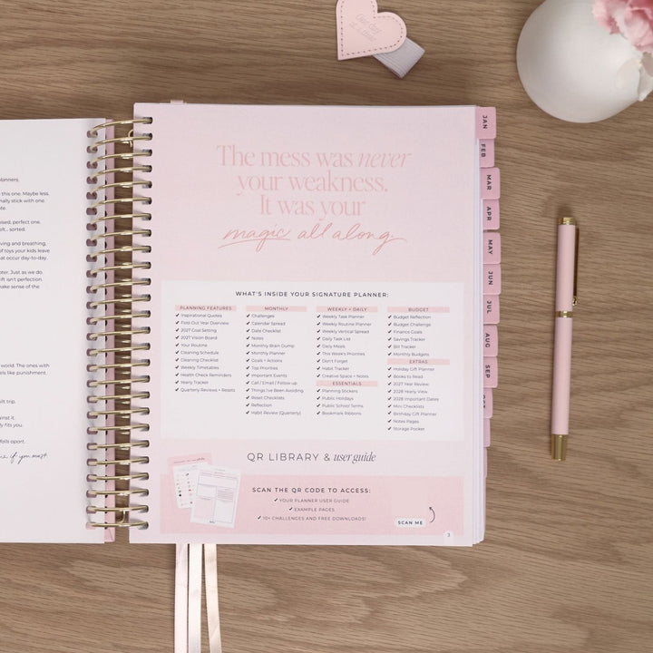 2027 Signature Weekly Planner - Blush + Yellow Gold