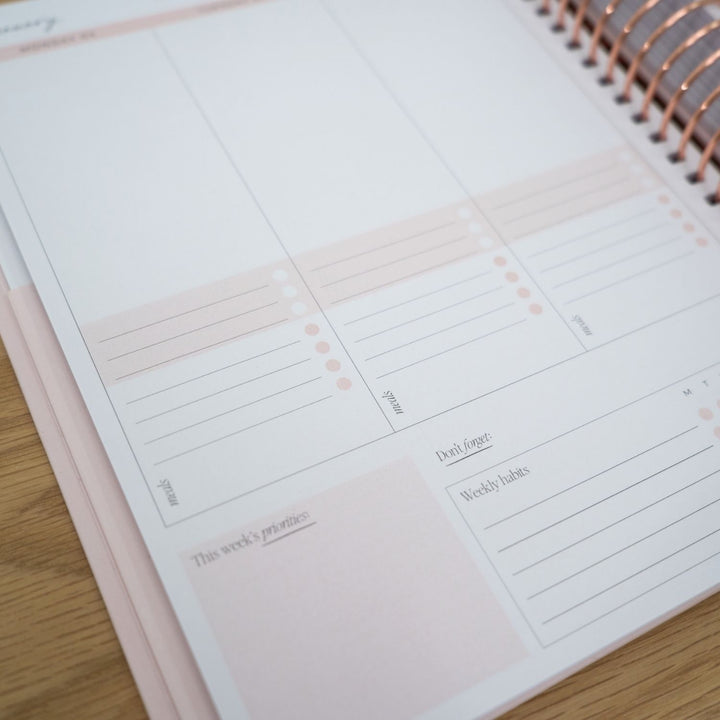 2027 Signature Weekly Planner - Blush + Rose Gold