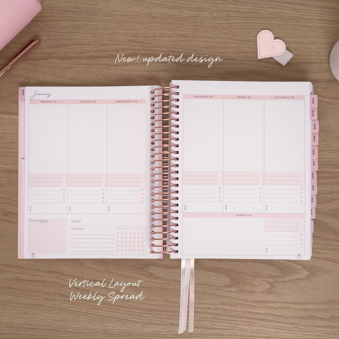2027 Signature Weekly Planner - Blush + Rose Gold
