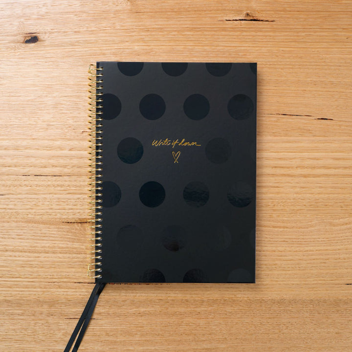 A4 Notebook - Black Polka Dot
