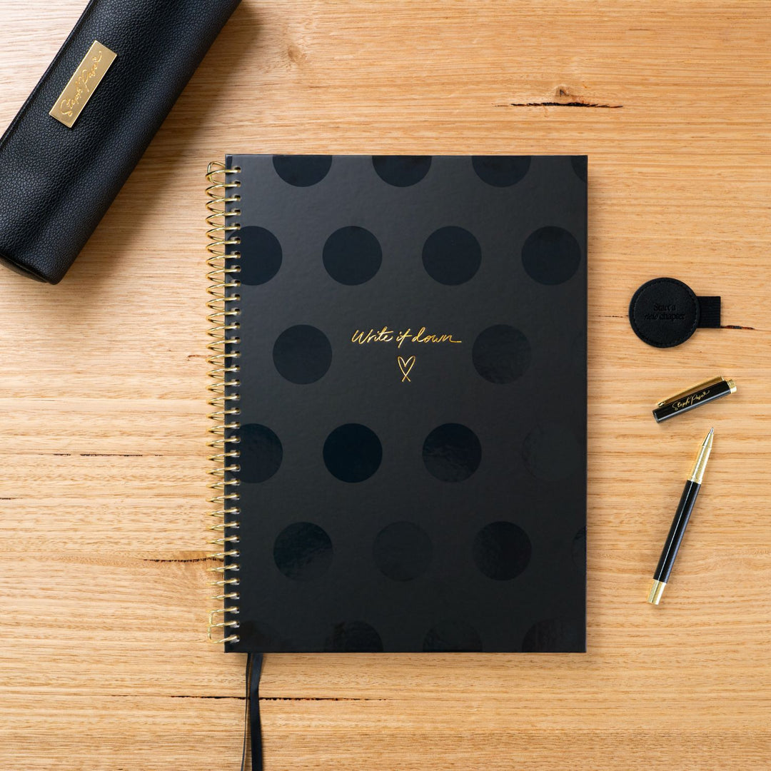 A4 Notebook - Black Polka Dot