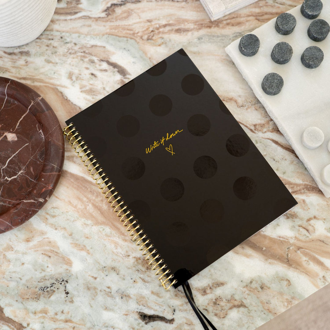 A4 Notebook - Black Polka Dot