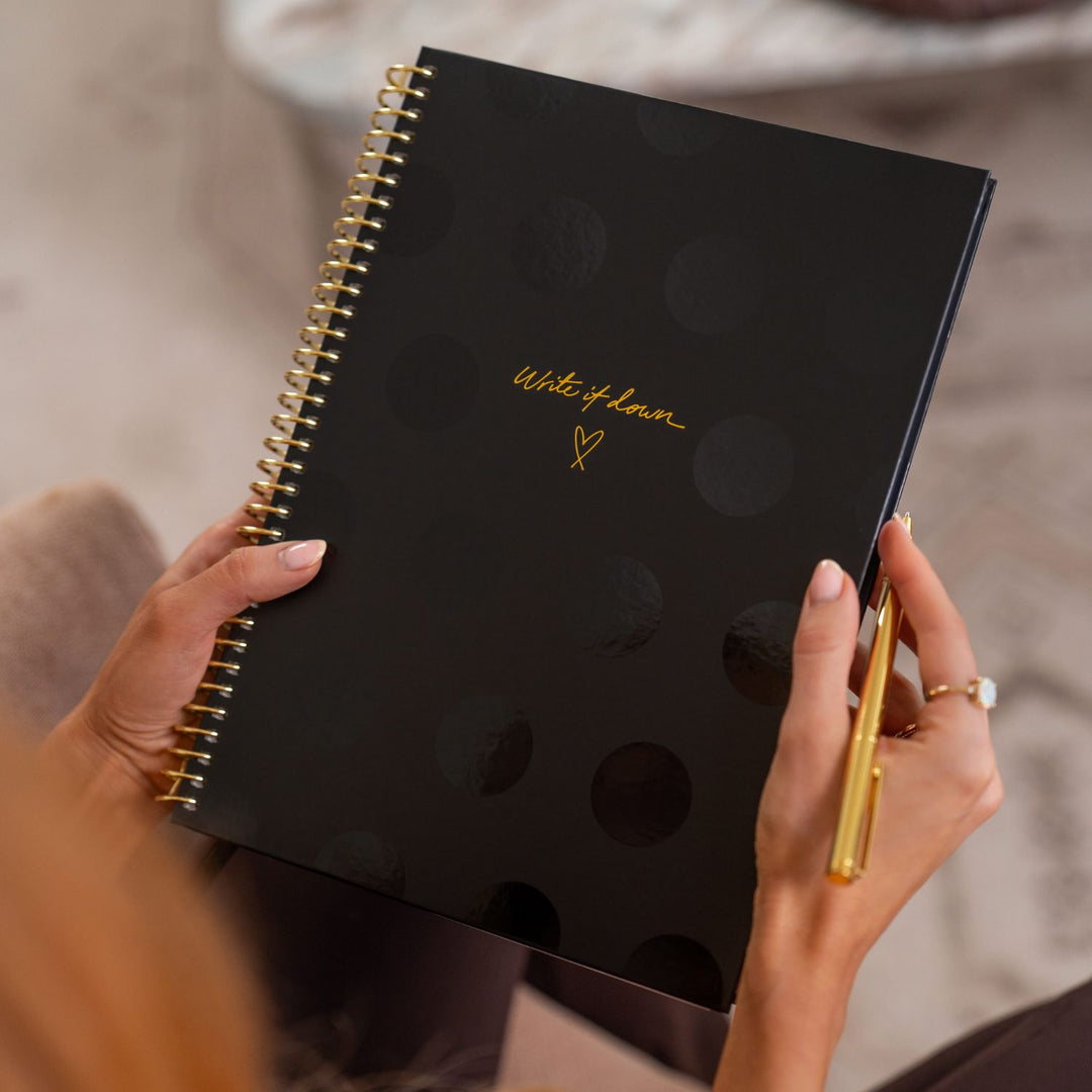 A4 Notebook - Black Polka Dot