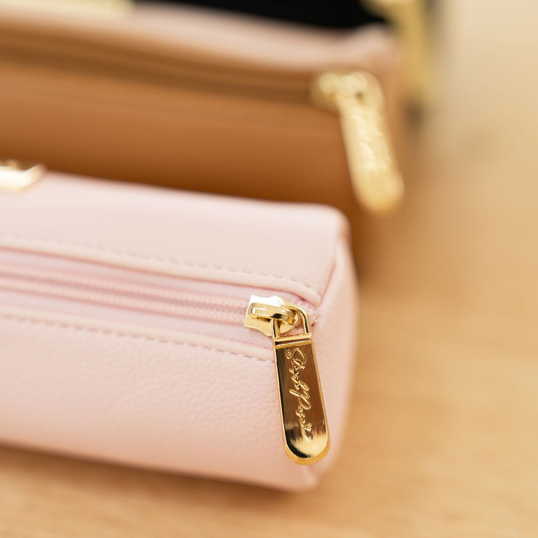 Barrel Vegan Leather Pencil Case - Blush Pink