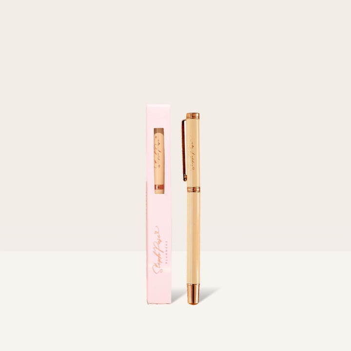 The Essential  Pen - Beige w/ Rose Gold