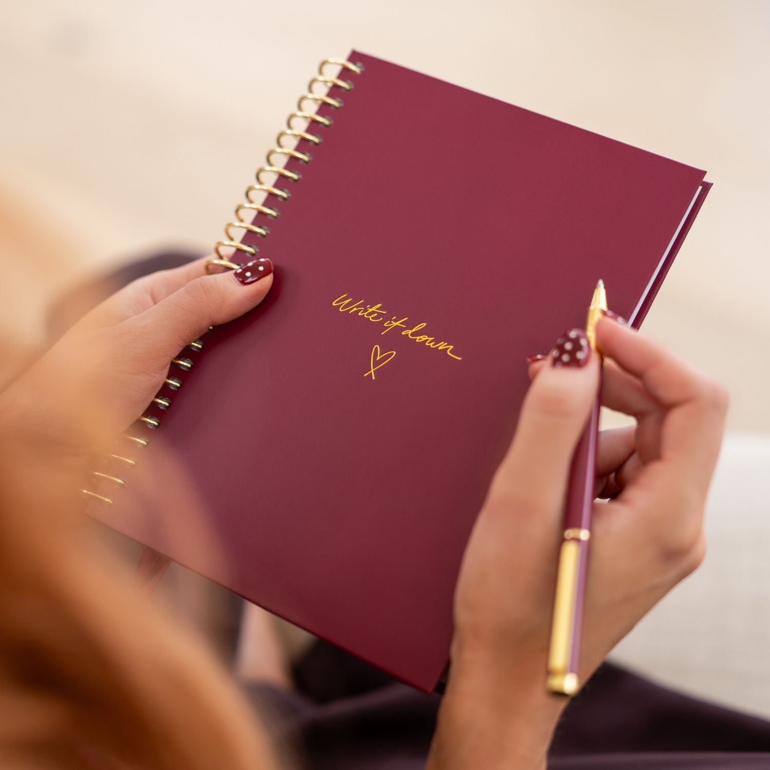 Steps Notebook 'Write it Down' A5 Spiral Notebook - Berry Pink + Yellow Gold β Steph ...