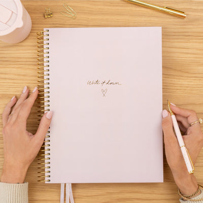 'Write it Down' A4 Notebook - Blush + Gold Spiral