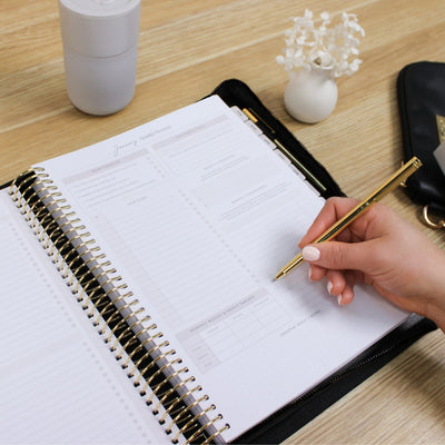 Luxe Zip-up Planner Folio - Black - Large