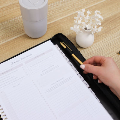 Luxe Zip-up Planner Folio - Black - Large