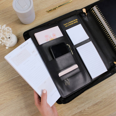 Luxe Zip-up Planner Folio - Black - Large