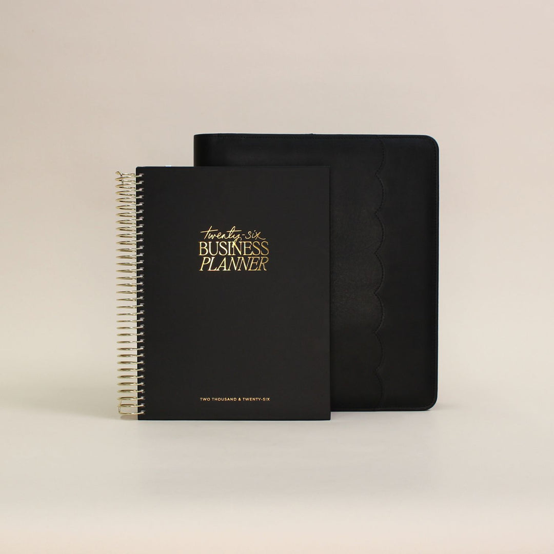 Luxe Zip-up Planner Folio - Black - Large