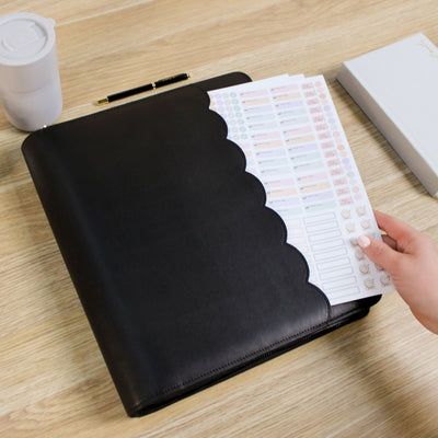 Luxe Zip-up Planner Folio - Black - Large