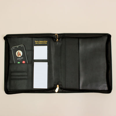 Luxe Zip-up Planner Folio - Black - Large