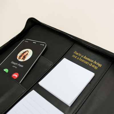 Luxe Zip-up Planner Folio - Black - Large