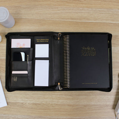 Luxe Zip-up Planner Folio - Black - Large