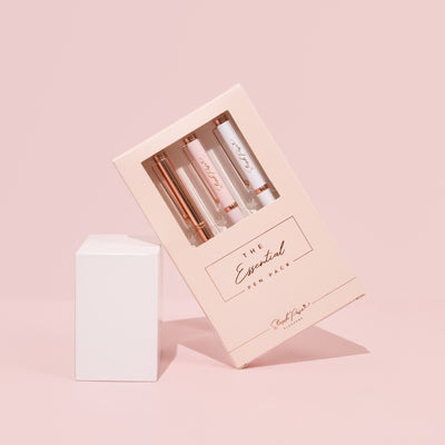 A pack of premium metal ballpoint pens in Rose Gold and Pink