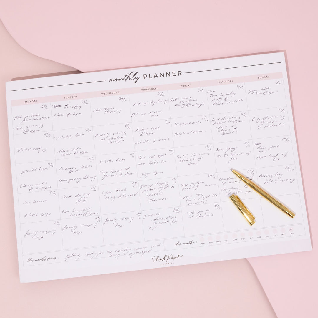 Monthly Desktop Planner Notepad