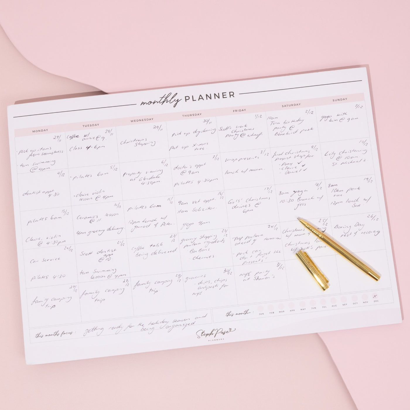 Monthly Desktop Planner Notepad