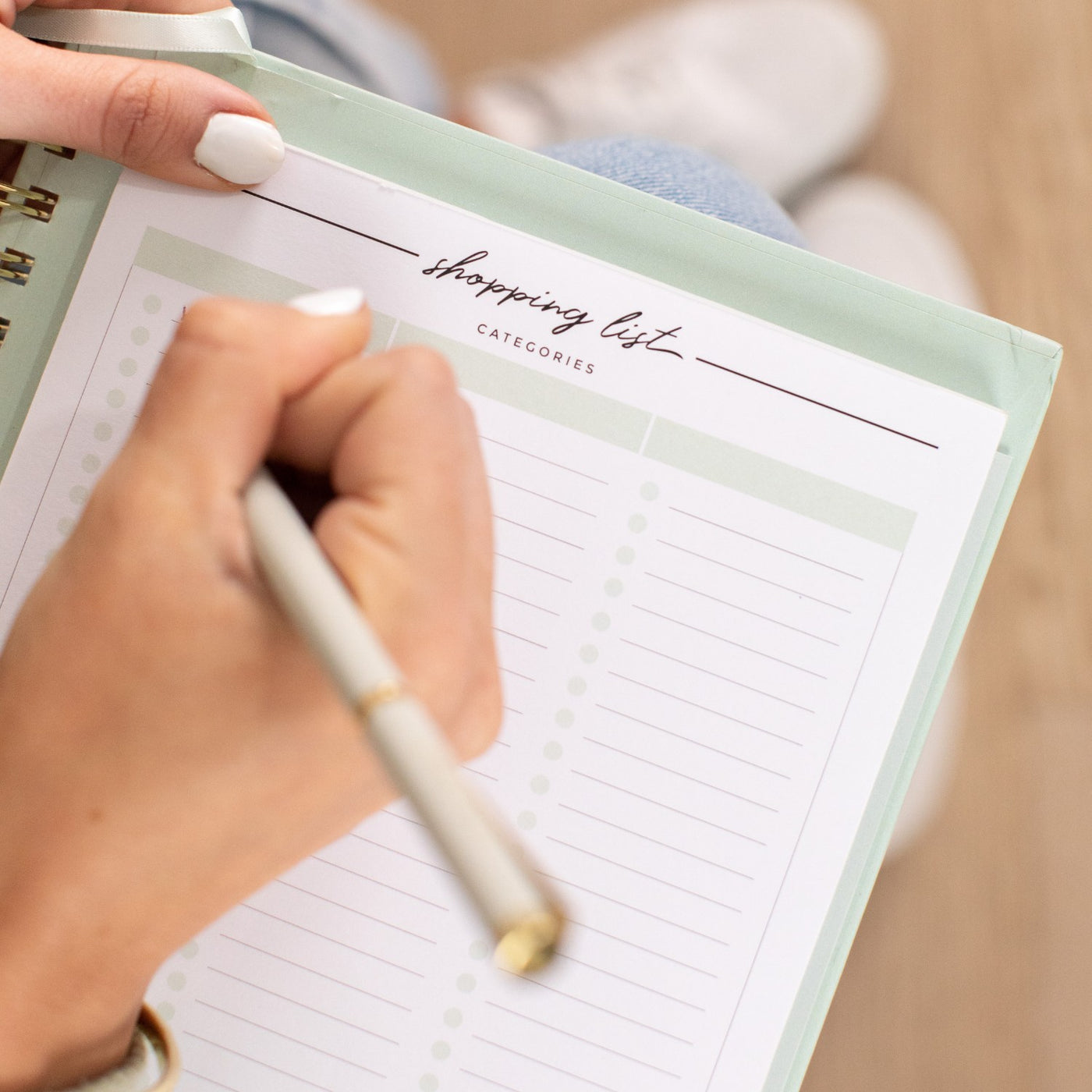 Shopping List A5 Notepad - SAGE
