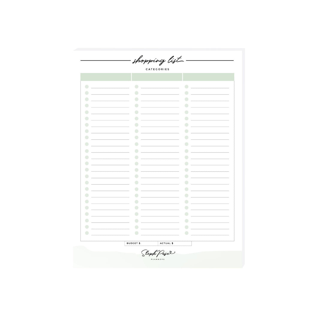Shopping List A5 Notepad - SAGE