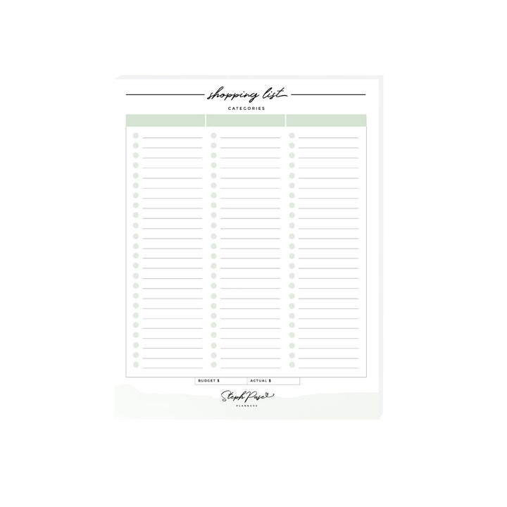 Shopping List A5 Notepad - SAGE