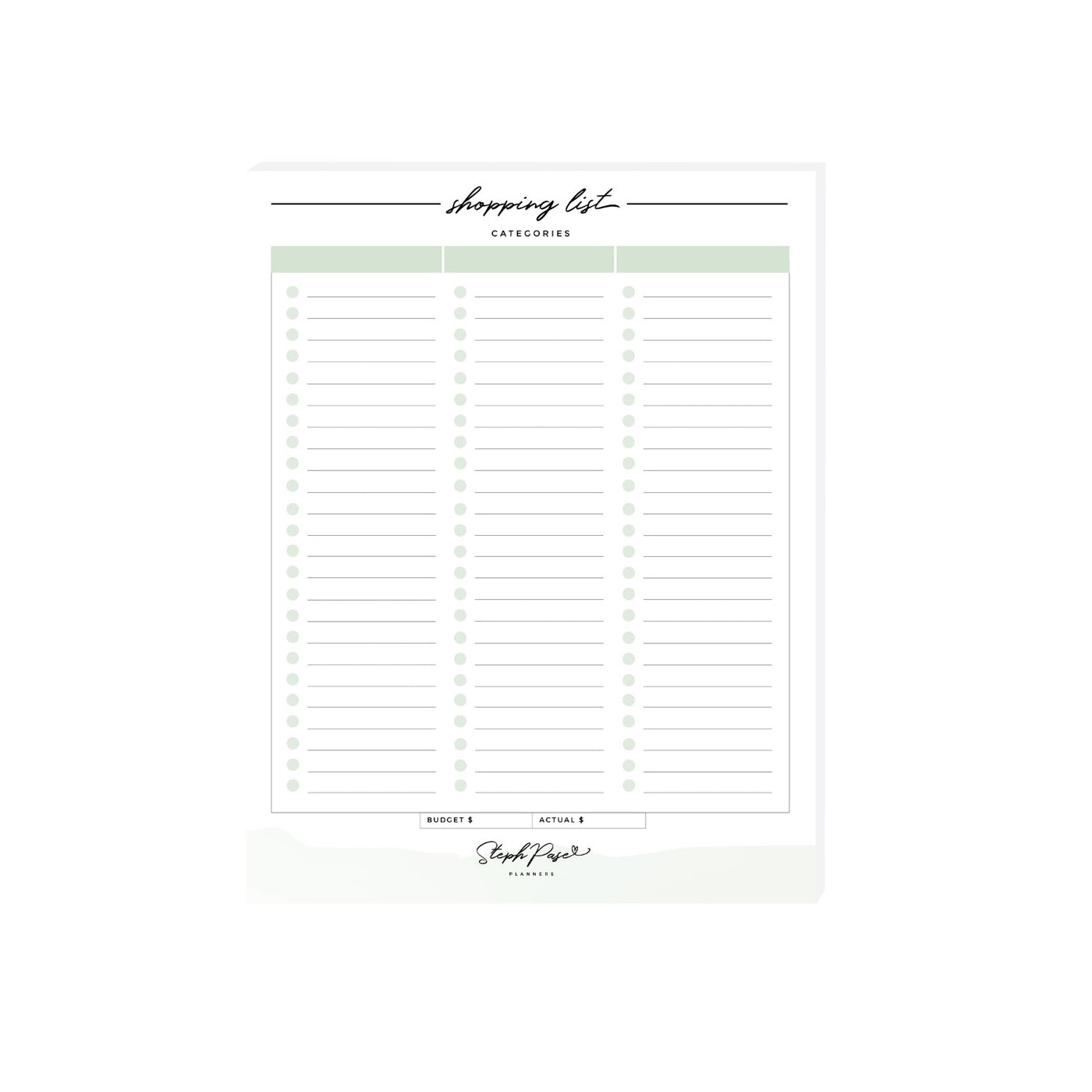 Shopping List A5 Notepad - SAGE