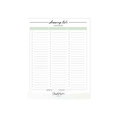 Shopping List A5 Notepad - SAGE