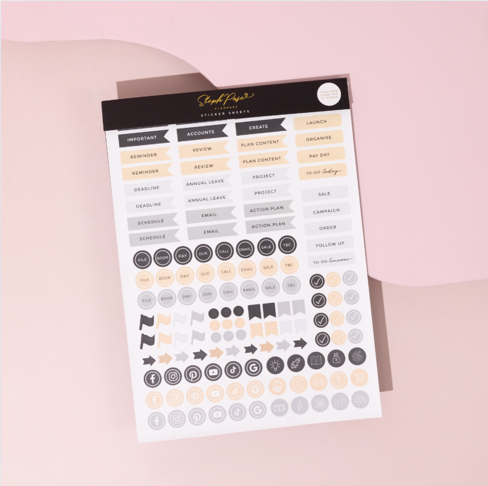 Business Planner Sticker Pack - Black – Steph Pase Planners