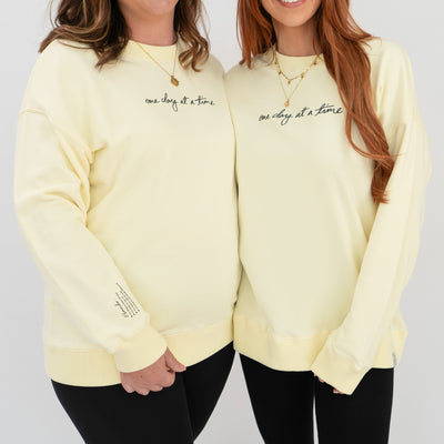 'One day at a time' Crew Neck Jumper - Butter Yellow