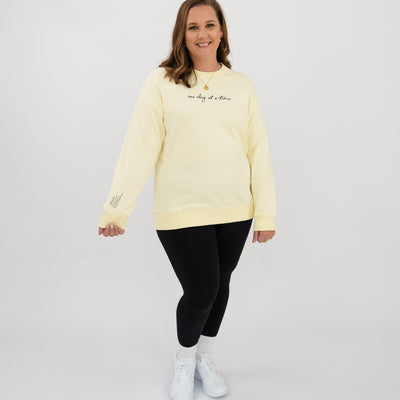 'One day at a time' Crew Neck Jumper - Butter Yellow