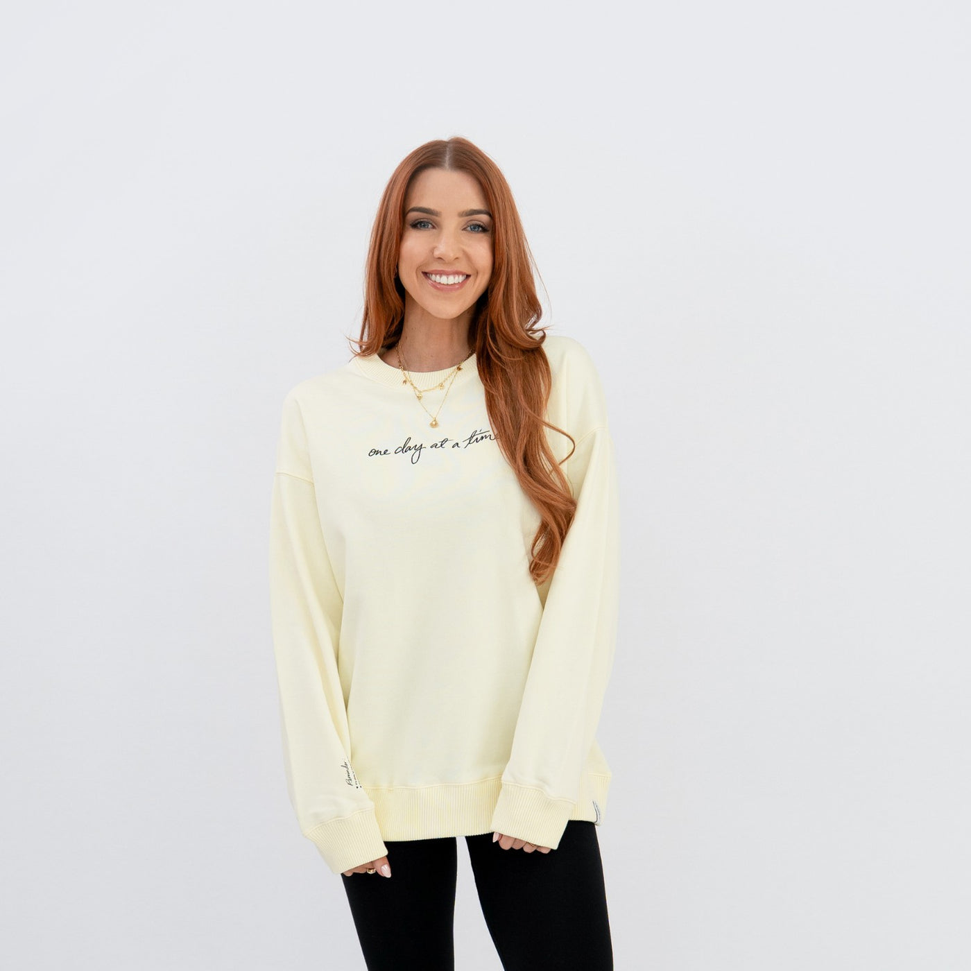 'One day at a time' Crew Neck Jumper - Butter Yellow