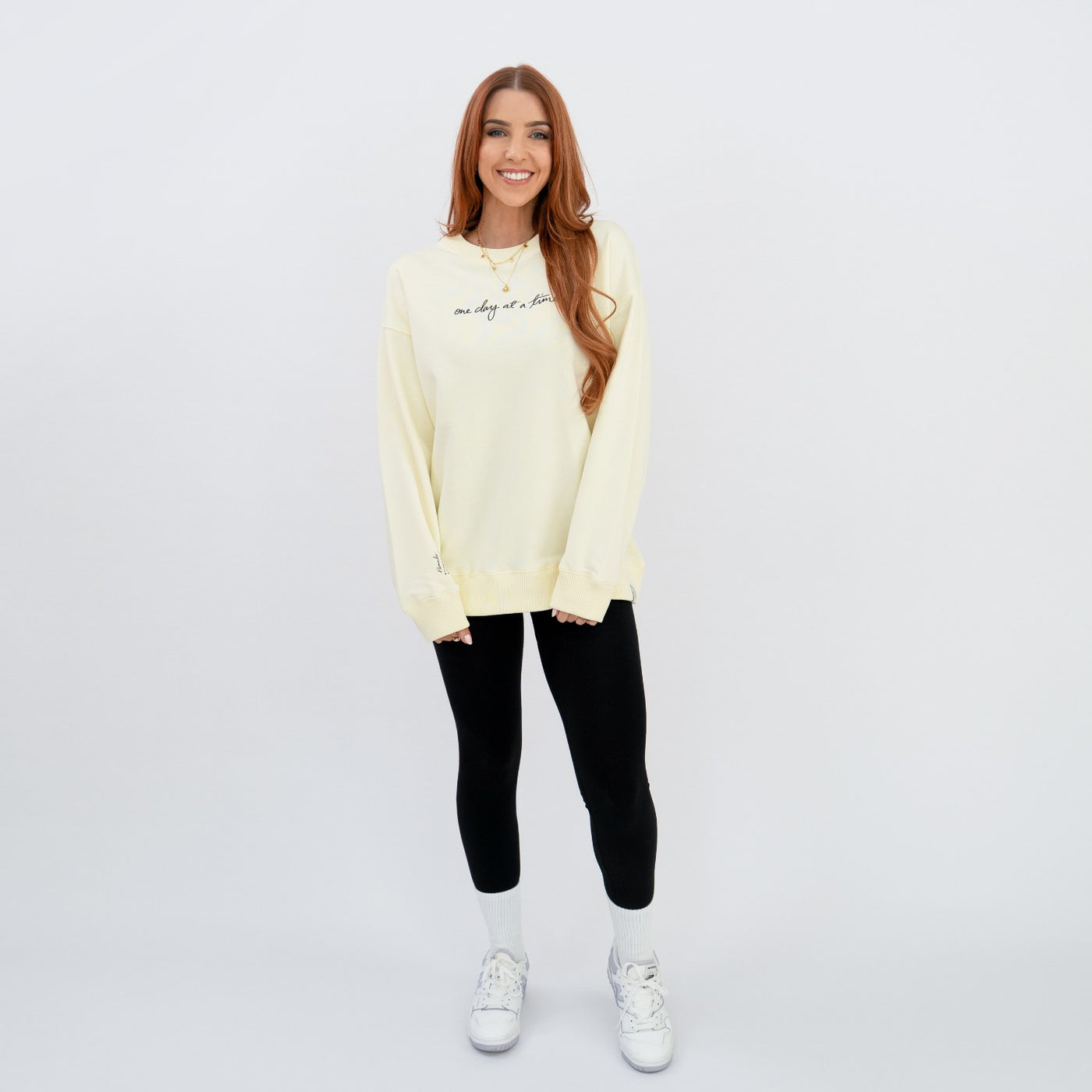 'One day at a time' Crew Neck Jumper - Butter Yellow