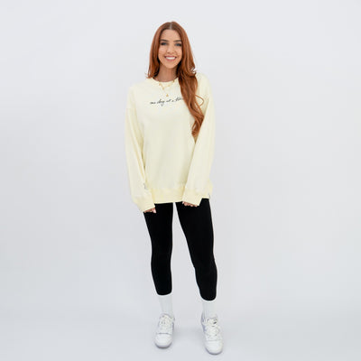 'One day at a time' Crew Neck Jumper - Butter Yellow