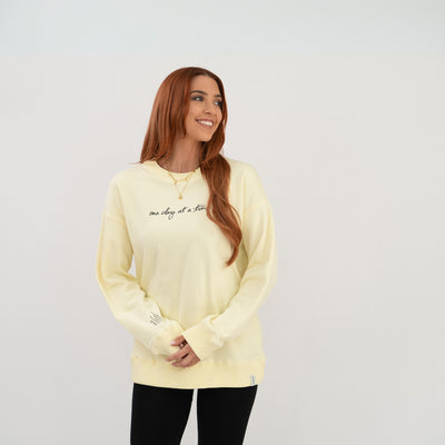 'One day at a time' Crew Neck Jumper - Butter Yellow