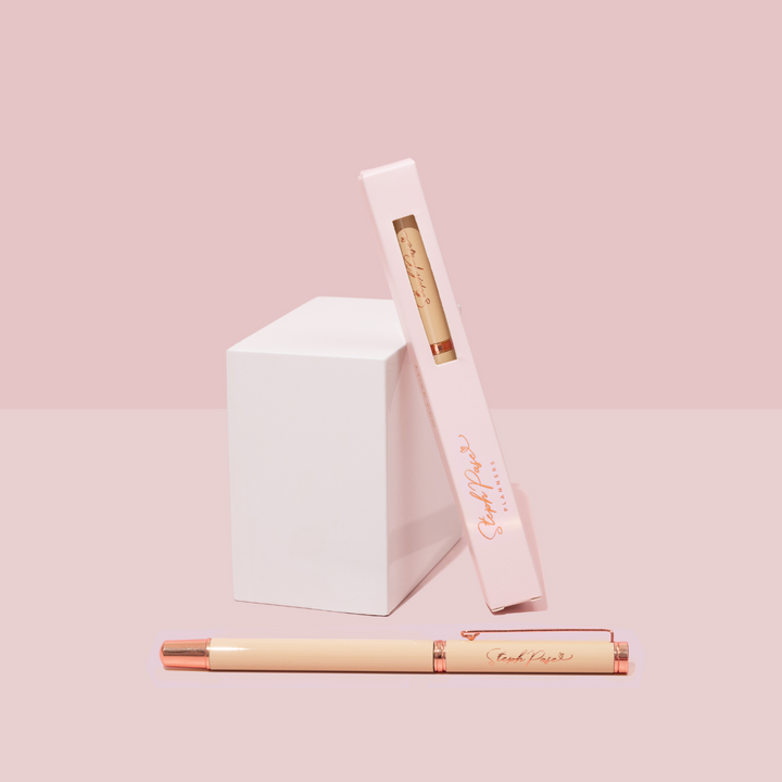 The Essential  Pen - Beige w/ Rose Gold