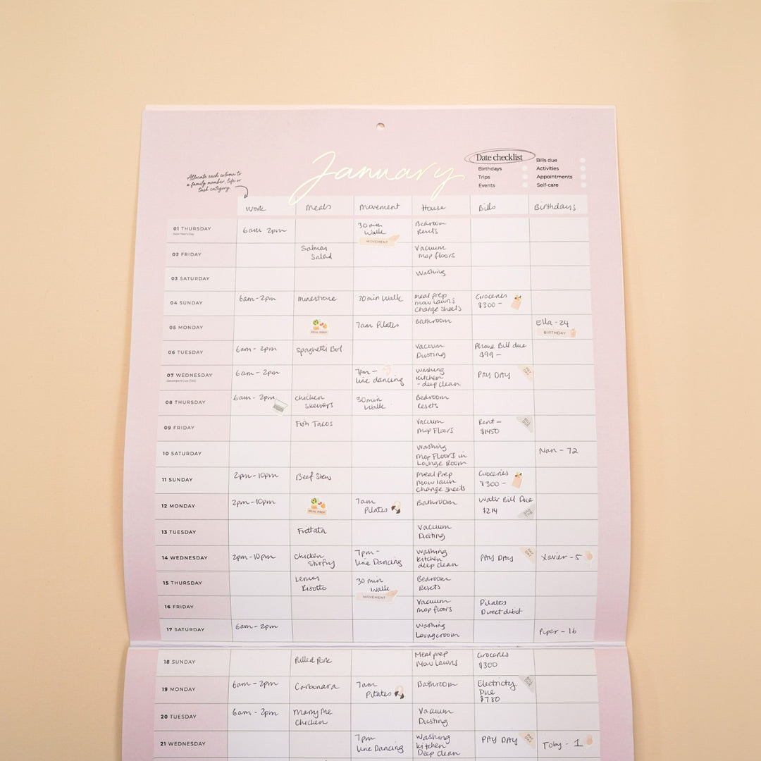 2026 Wall Planner - Blush + Beige