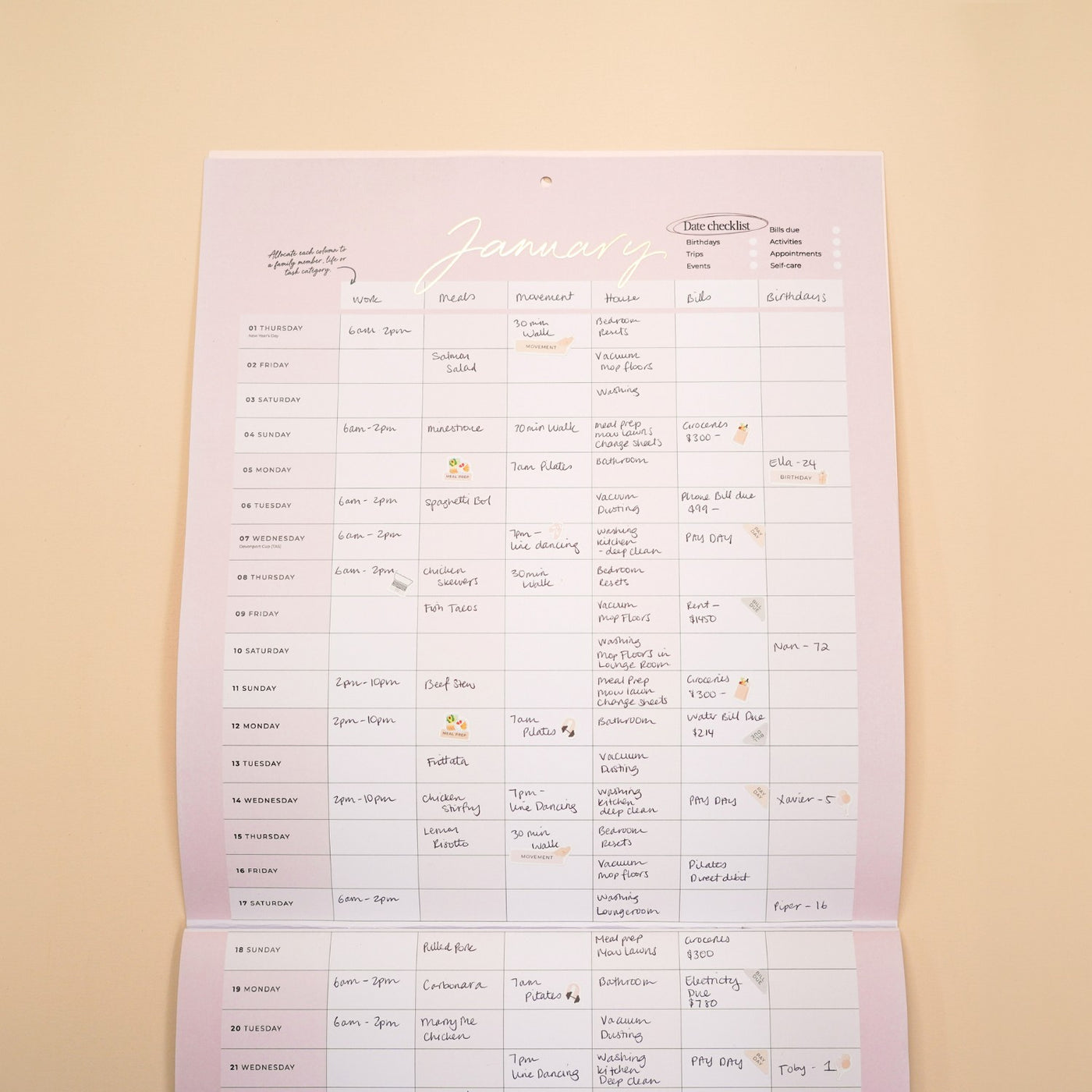 2026 Wall Planner - Blush + Beige
