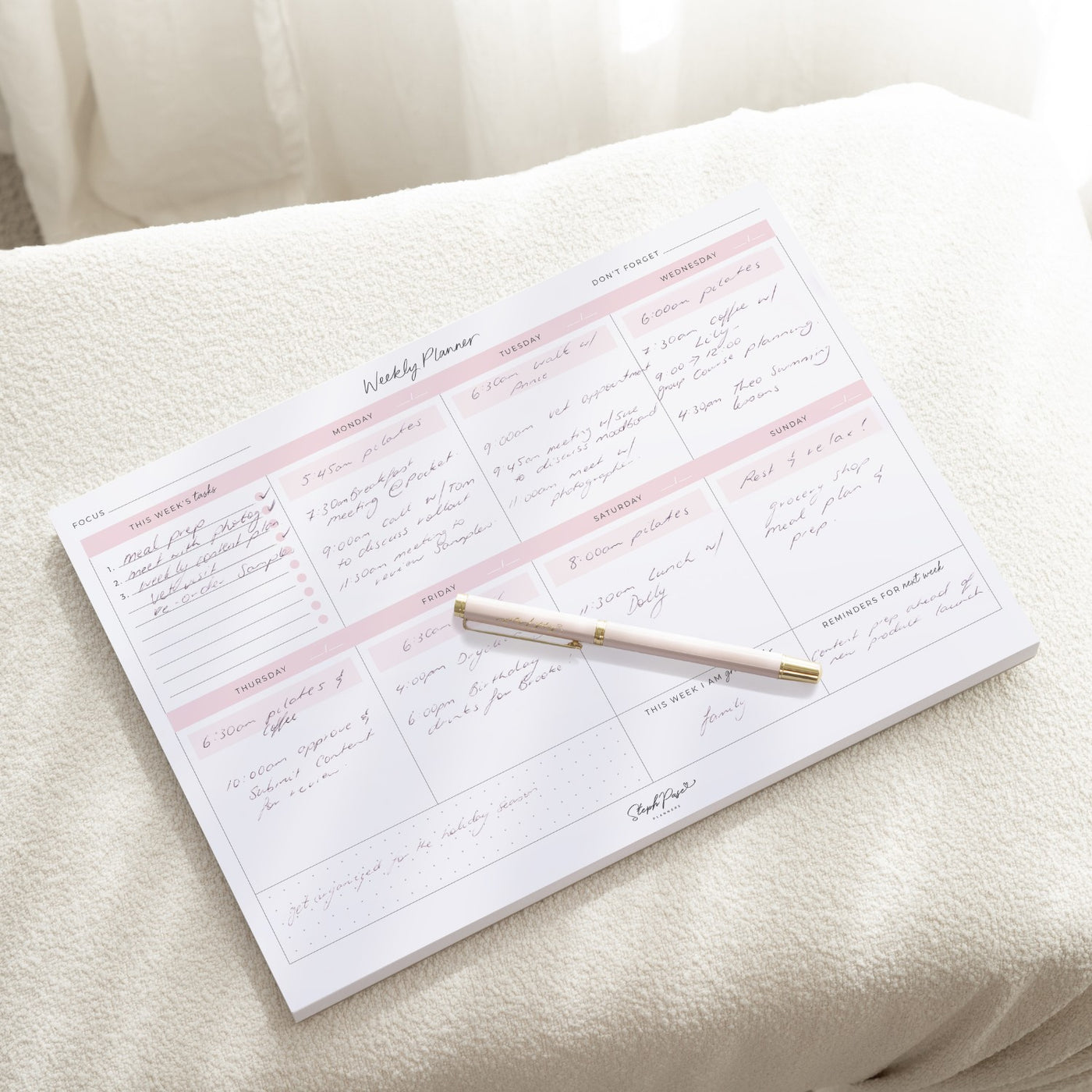 Weekly Desktop Planner Notepad