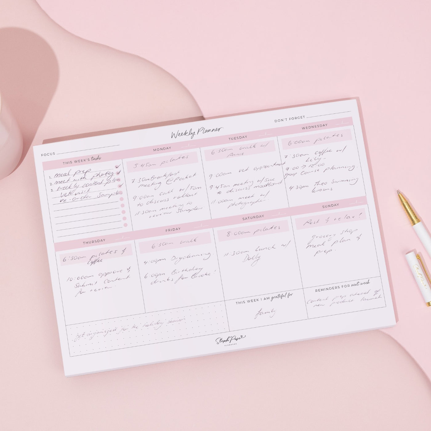 Weekly Desktop Planner Notepad