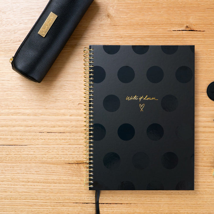 Barrel Vegan Leather Pencil Case - Black