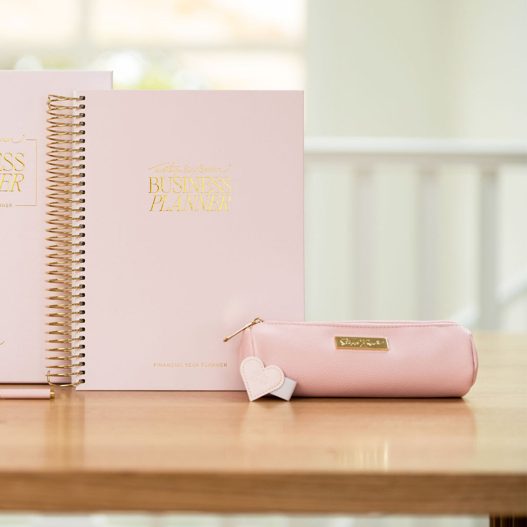 Barrel Vegan Leather Pencil Case - Blush Pink