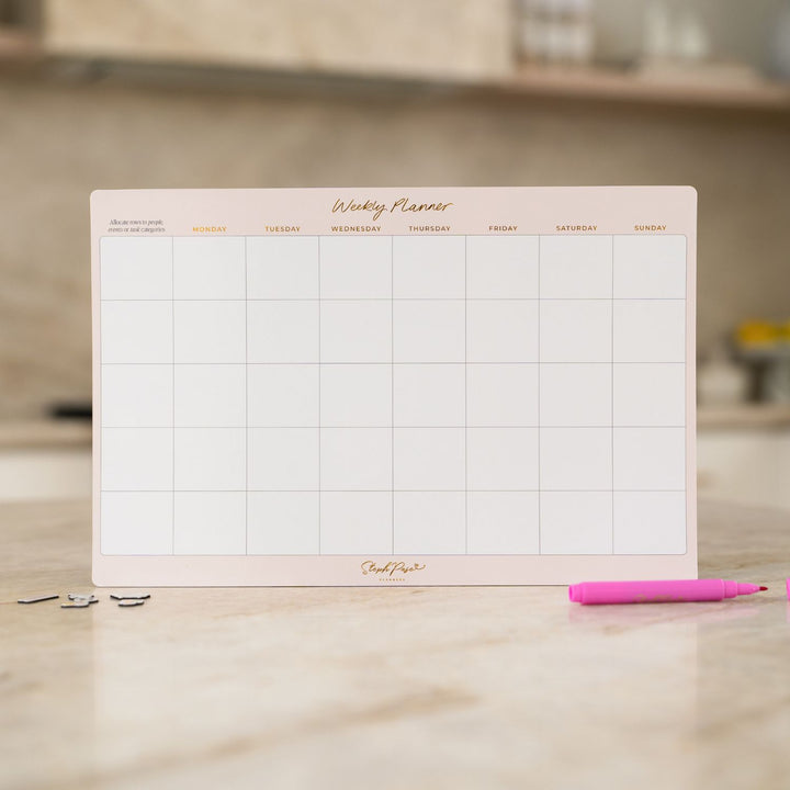 Weekly Categorised Planner Magnet - Soft Blush