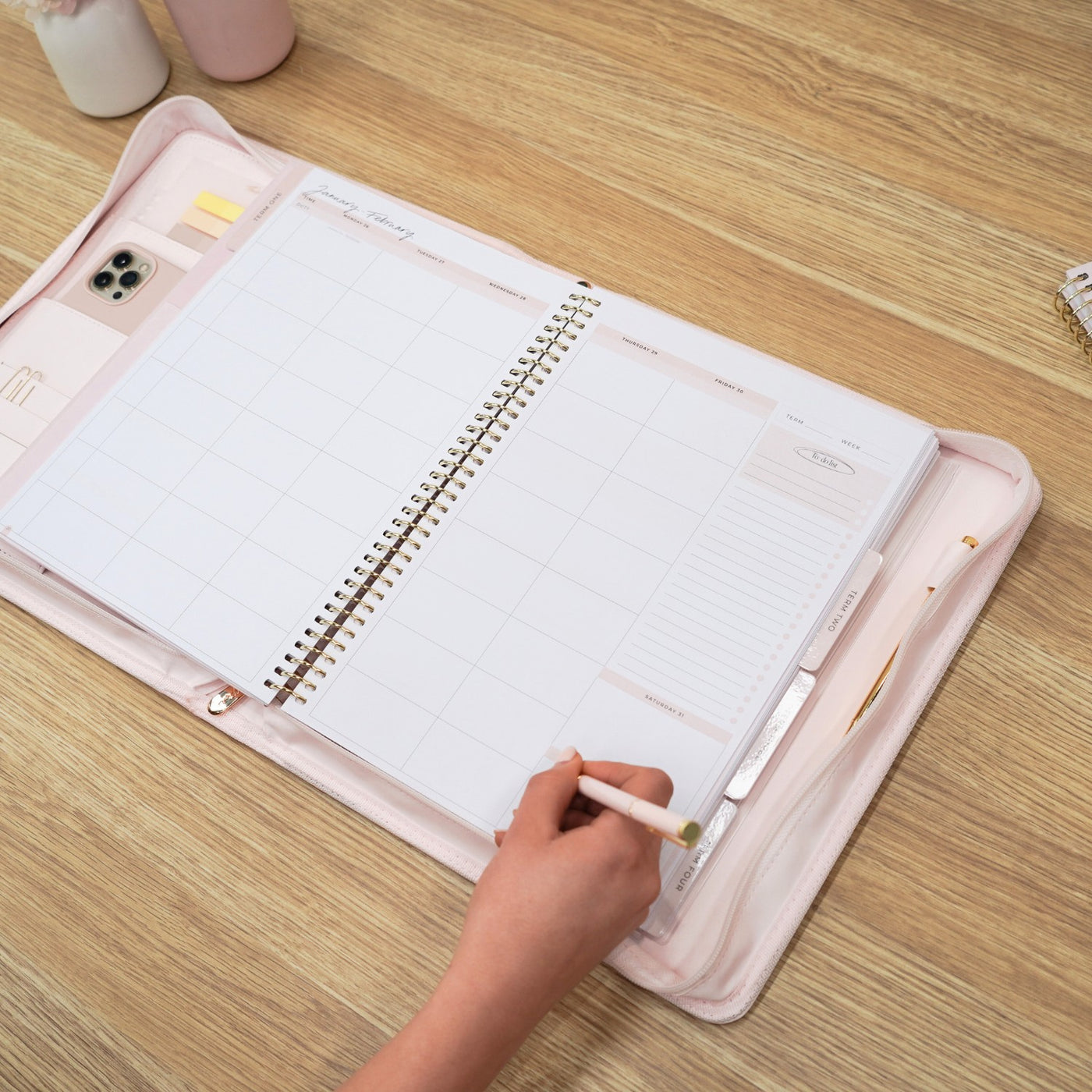Luxe Zip-up Planner Folio - Blush - Large